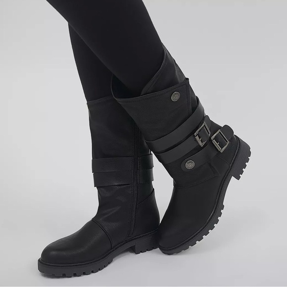 Blowfish Malibu Shoes - Blowfish Malibu Rider Moto Boots Black | Buckle Strap Vegan Boots | Size 7